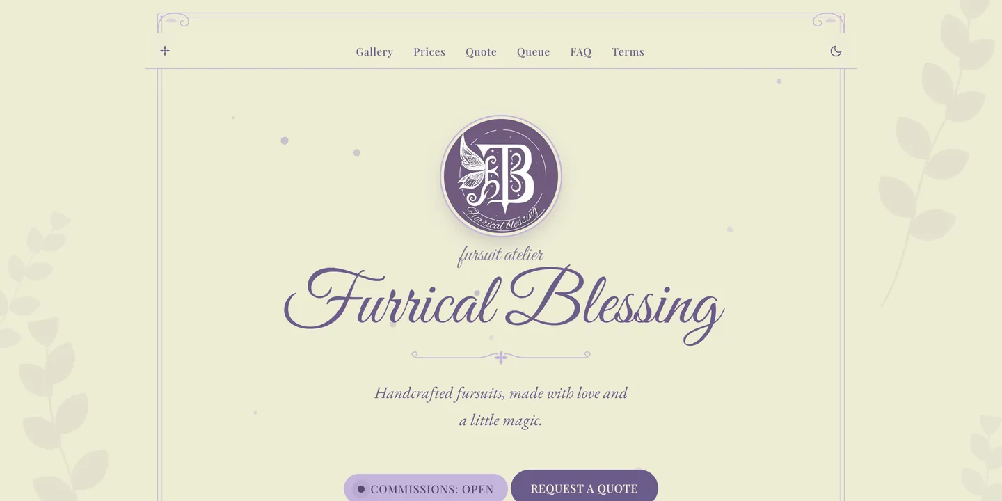 Furrical Blessing website homepage